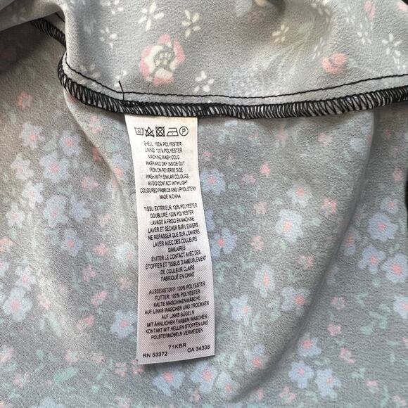 French Connection Aubine Drape VNeck Black Floral Tie Sleeve Dress US 2 NWT $128 - Picture 12 of 13